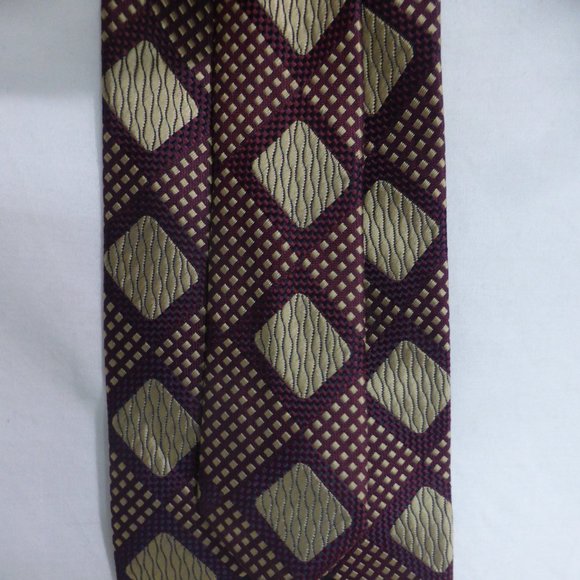 Burgundy and gold necktie, men's tie, brand unknown, mint condition - Picture 4 of 7
